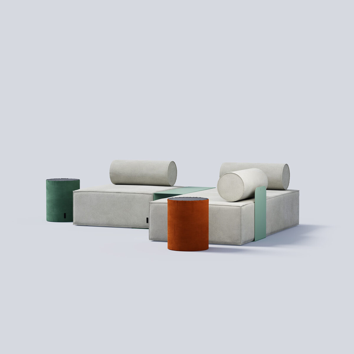 Divano di design REEF con tavolino in tessuto Komo