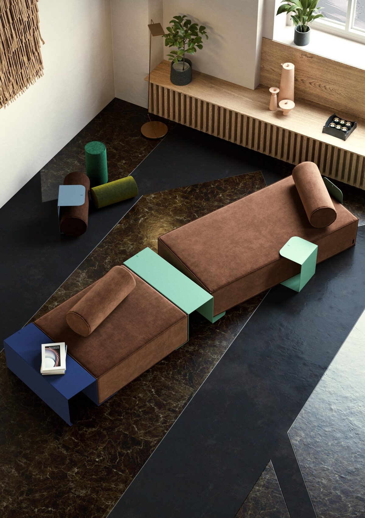 Divano a isola Reef Dynamic Island con tavolino Flap