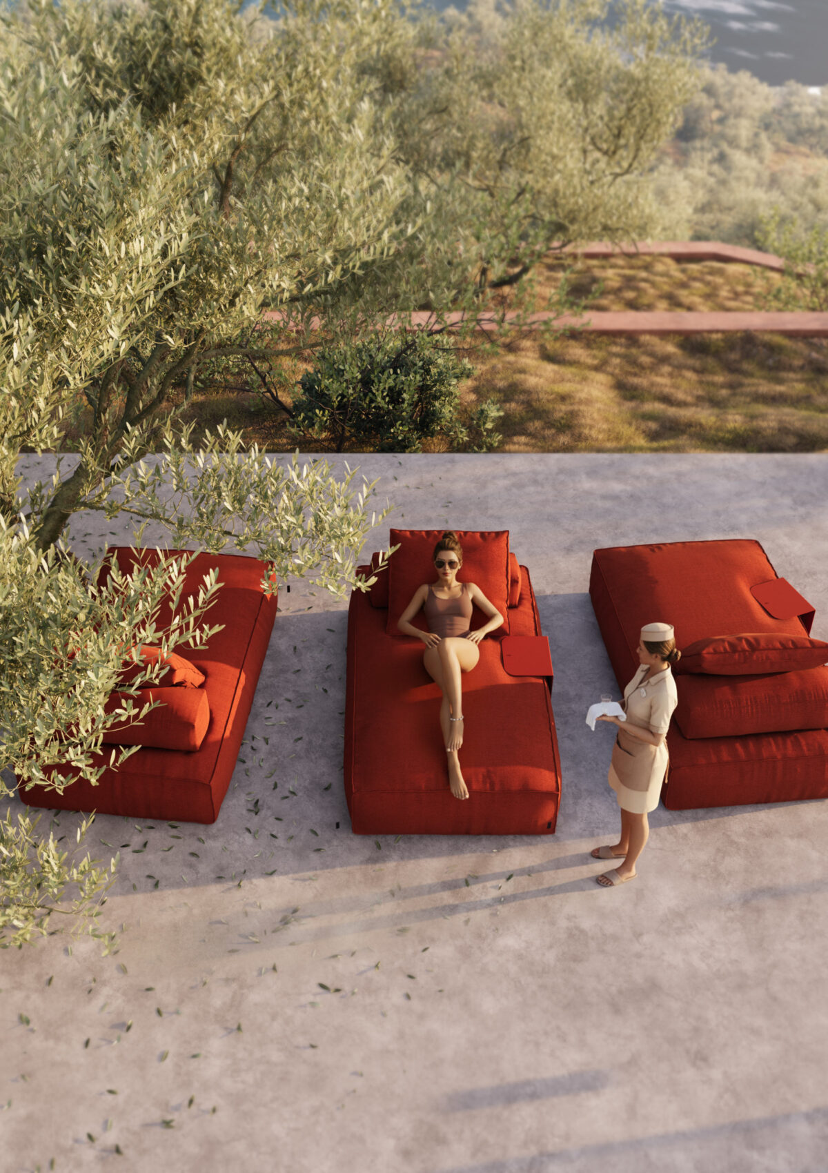 Divano modulare outdoor Reef Dynamic Island Morbido